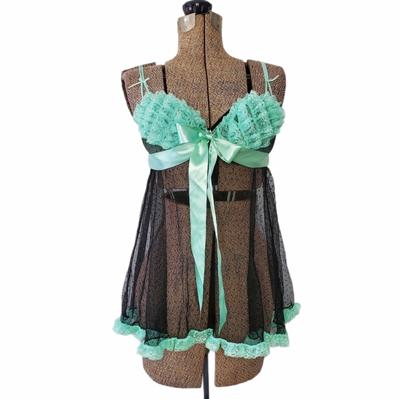 delicates Other - Black and turquoise sheer baby doll